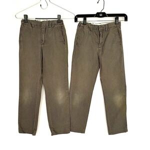 Vintage CREWCUTS PANTS Gray 8 Slim Boys Chino School Uniform Khakis Lot of 2